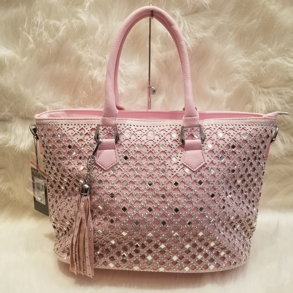 Pink rhinestone tote purse